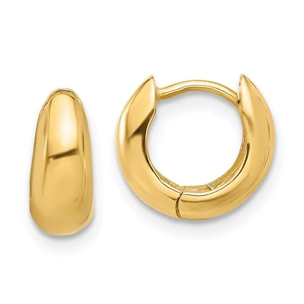 14K yellow gold polished hinged huggie hoop earrings Lake Saint Louis Jewelers Lake Saint Louis, MO
