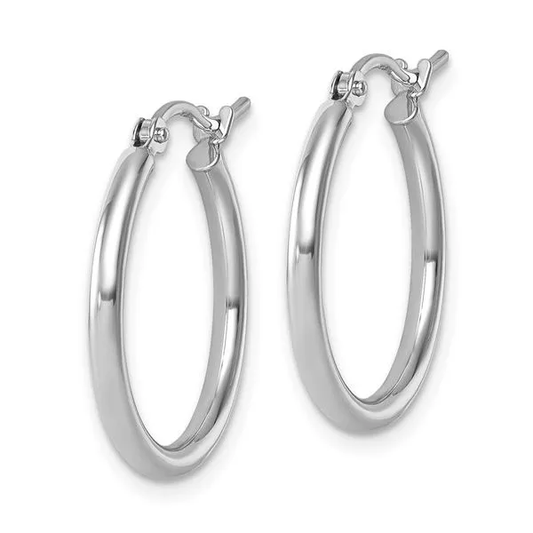 14K white gold polished hoop earrings Image 2 Lake Saint Louis Jewelers Lake Saint Louis, MO