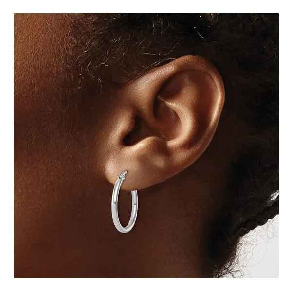14K white gold polished hoop earrings Image 3 Lake Saint Louis Jewelers Lake Saint Louis, MO
