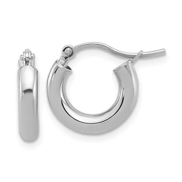14K white gold Leslie's polished hoop earrings Lake Saint Louis Jewelers Lake Saint Louis, MO
