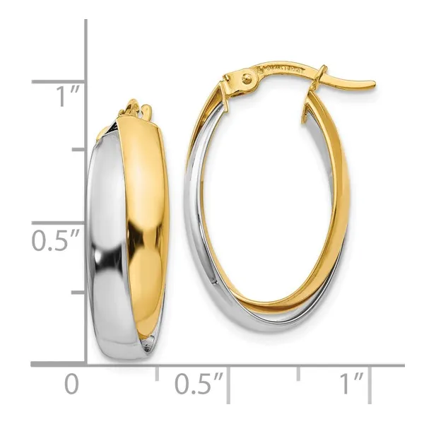 14K Two-tone Polished Double Oval Hoop Earrings Image 4 Lake Saint Louis Jewelers Lake Saint Louis, MO