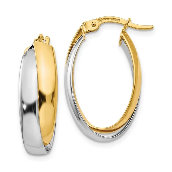 14K Two-tone Polished Double Oval Hoop Earrings Lake Saint Louis Jewelers Lake Saint Louis, MO