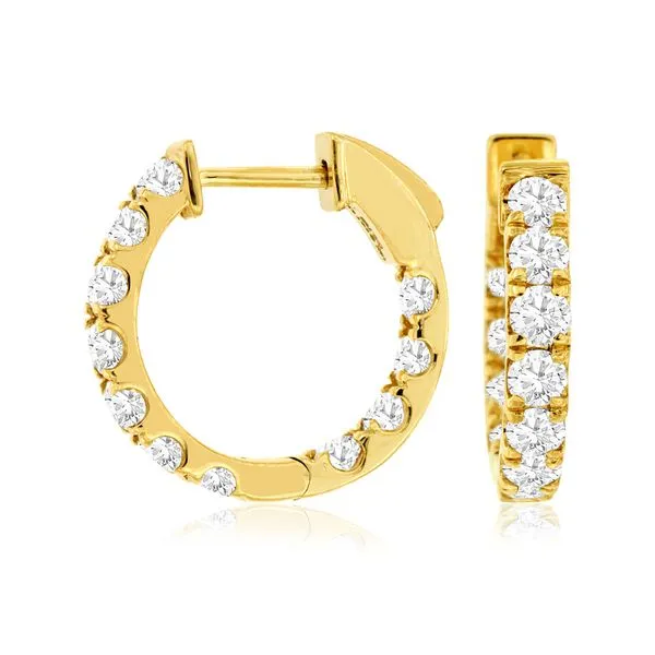 14k yellow gold natural diamond inside out hoop earrings Lake Saint Louis Jewelers Lake Saint Louis, MO