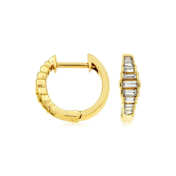 14K yellow gold natural diamond huggie earrings Lake Saint Louis Jewelers Lake Saint Louis, MO