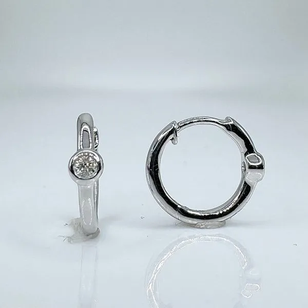 10K white gold natural diamond bezel huggie earring Lake Saint Louis Jewelers Lake Saint Louis, MO