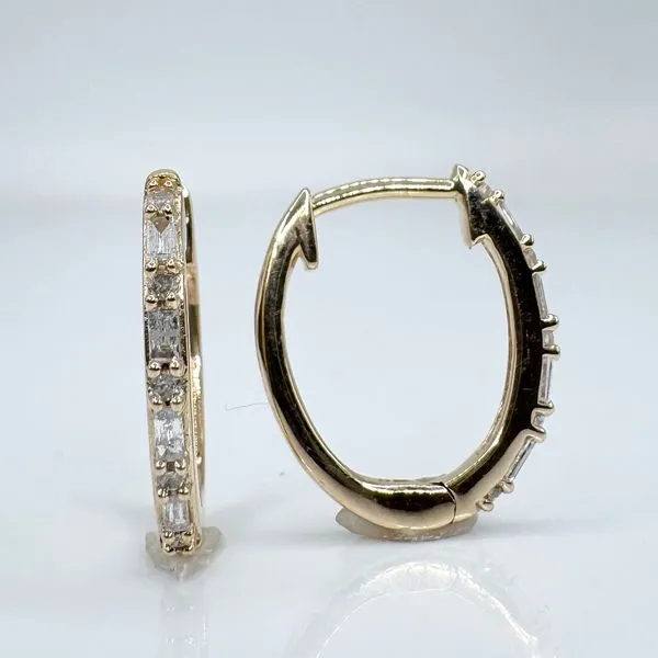 10K yellow gold natural baguette and round diamond hoops Lake Saint Louis Jewelers Lake Saint Louis, MO