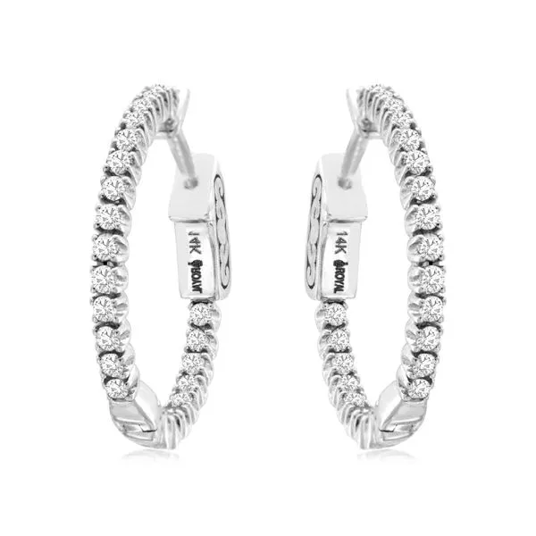 14K white gold natural diamond inside out hoop Lake Saint Louis Jewelers Lake Saint Louis, MO