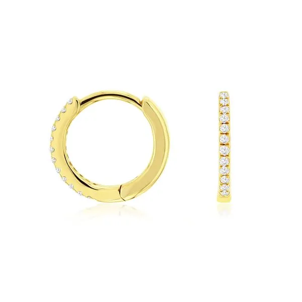 14k yellow gold natural diamond huggie hoop earrings Lake Saint Louis Jewelers Lake Saint Louis, MO