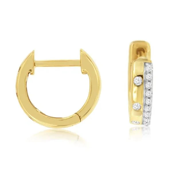 14K yellow gold natural diamond hoop earrings Lake Saint Louis Jewelers Lake Saint Louis, MO