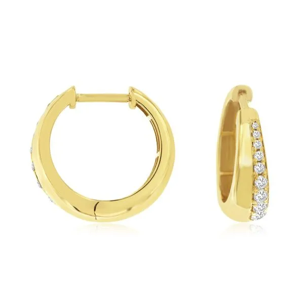 14K yellow gold natural diamond hoop earrings Lake Saint Louis Jewelers Lake Saint Louis, MO