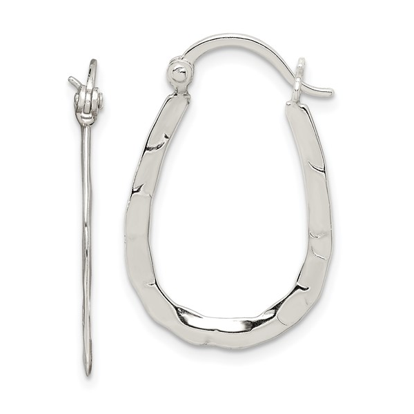 Sterling Silver Polished & Hammered Oval Hoop Earrings Lake Saint Louis Jewelers Lake Saint Louis, MO