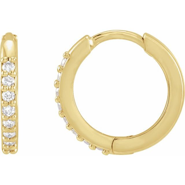 14k yellow gold natural diamond huggie hoop earrings Lake Saint Louis Jewelers Lake Saint Louis, MO