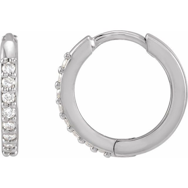 14k white gold natural diamond huggie hoop earrings Lake Saint Louis Jewelers Lake Saint Louis, MO