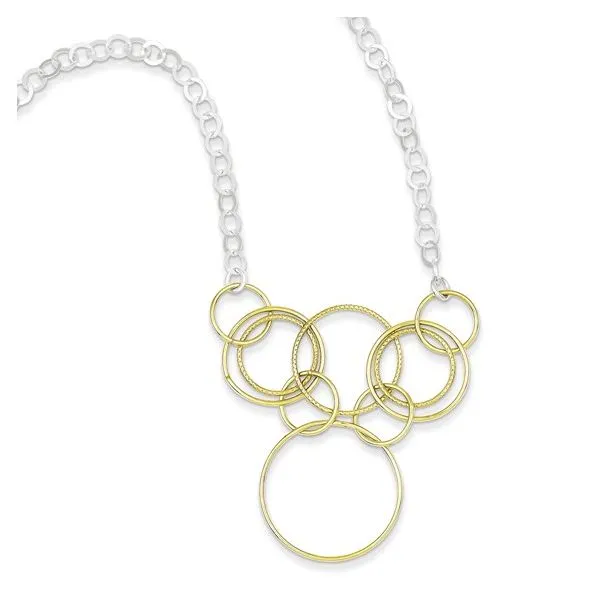 Sterling Silver and Vermeil Polished Circle Drop Necklace Lake Saint Louis Jewelers Lake Saint Louis, MO