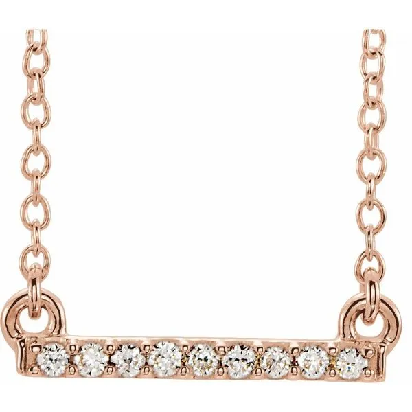 14K rose gold natural diamond petite bar necklace Lake Saint Louis Jewelers Lake Saint Louis, MO