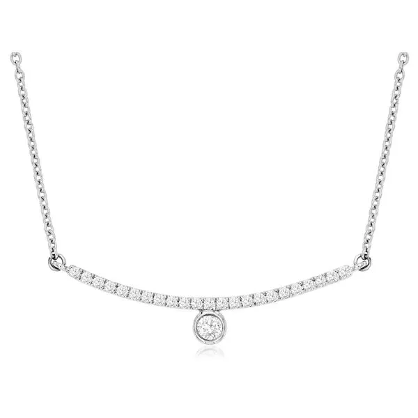 14K white gold natural diamond curved bar necklace Lake Saint Louis Jewelers Lake Saint Louis, MO