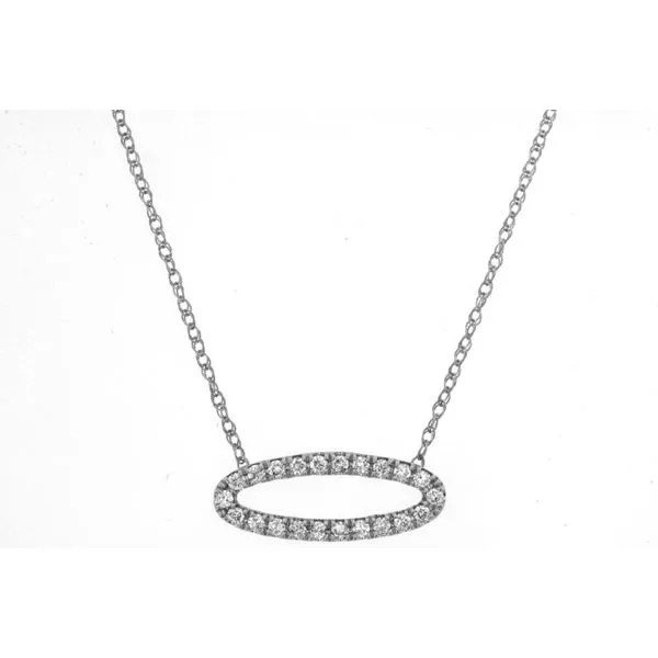 14K white gold natural diamond open oval necklace Lake Saint Louis Jewelers Lake Saint Louis, MO
