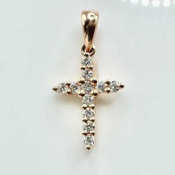 14k rose gold natural diamond cross pendant Lake Saint Louis Jewelers Lake Saint Louis, MO