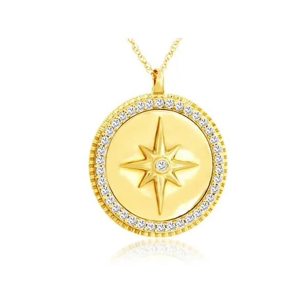 14K yellow gold natural diamond compass necklace Lake Saint Louis Jewelers Lake Saint Louis, MO