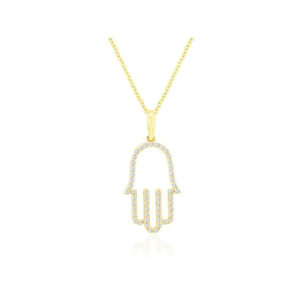 14K yellow gold natural diamond hamsa hand Lake Saint Louis Jewelers Lake Saint Louis, MO