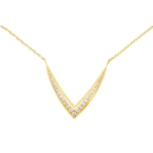 14K yellow gold natural diamond V necklace Lake Saint Louis Jewelers Lake Saint Louis, MO