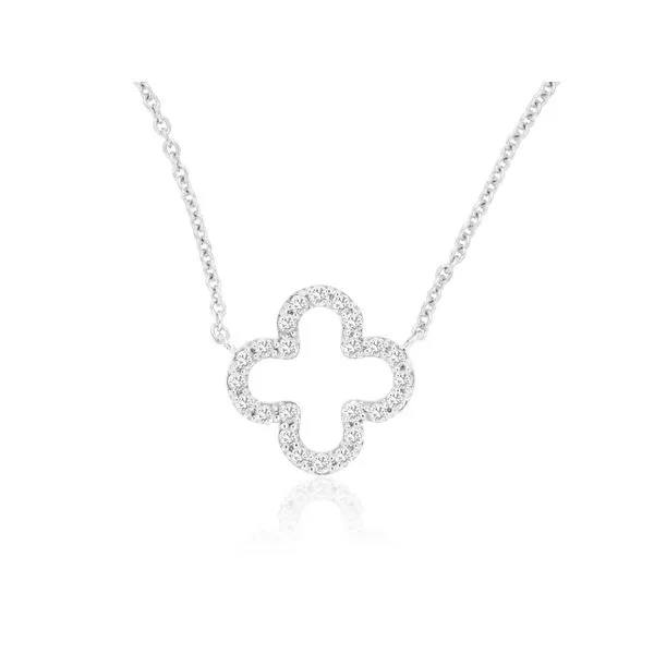14K white gold natural diamond clover station necklace Lake Saint Louis Jewelers Lake Saint Louis, MO