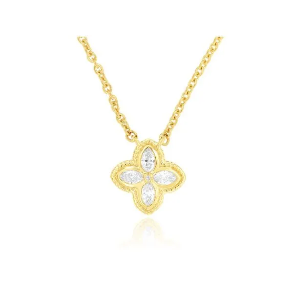 14K yellow gold natural diamond flower necklace Lake Saint Louis Jewelers Lake Saint Louis, MO