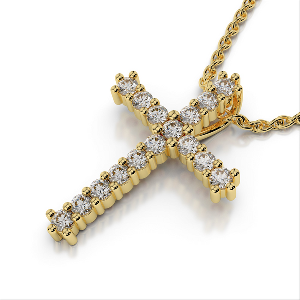 14K yellow gold natural diamond cross pendant Lake Saint Louis Jewelers Lake Saint Louis, MO