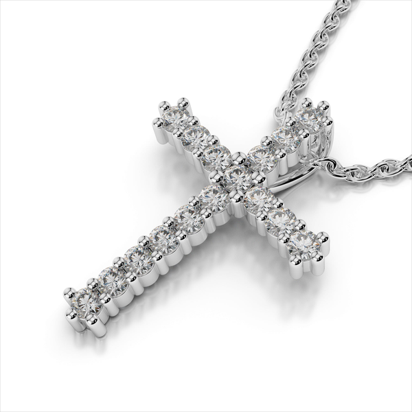 14K white gold natural diamond cross pendant. Lake Saint Louis Jewelers Lake Saint Louis, MO