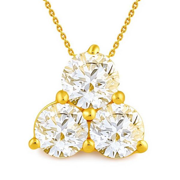 14k yellow gold natural diamond three stone pendant. Lake Saint Louis Jewelers Lake Saint Louis, MO