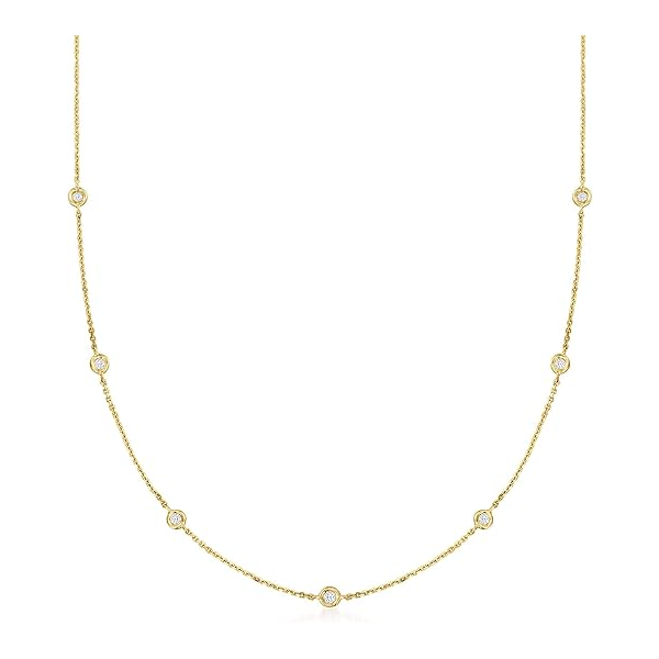 14K yellow gold natural diamond station necklace Lake Saint Louis Jewelers Lake Saint Louis, MO