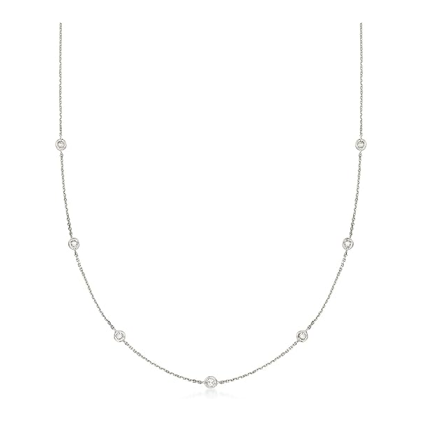 14K white gold natural diamond station necklace Lake Saint Louis Jewelers Lake Saint Louis, MO