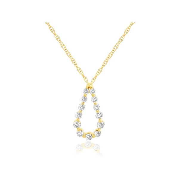 14k yellow gold natural diamond drop pendant with 18
