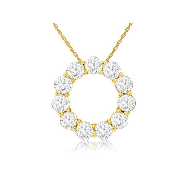 14k yellow gold natural diamond circle pendant with 18