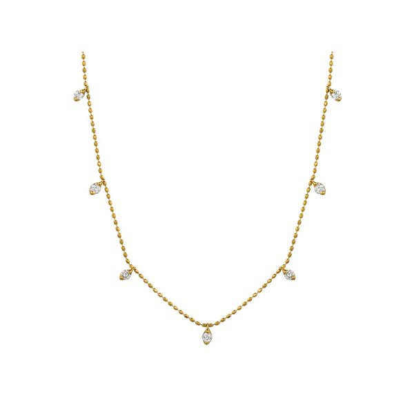 14k white gold natural diamond dangle station with 18
