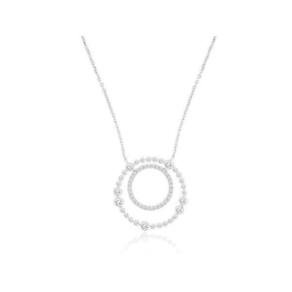 14K white gold natural diamond double circle necklace Lake Saint Louis Jewelers Lake Saint Louis, MO