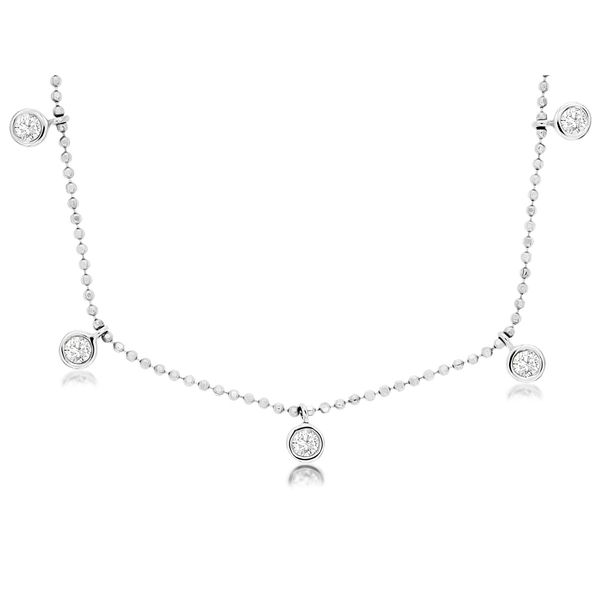 14K white gold natural diamond bezel station necklace Lake Saint Louis Jewelers Lake Saint Louis, MO