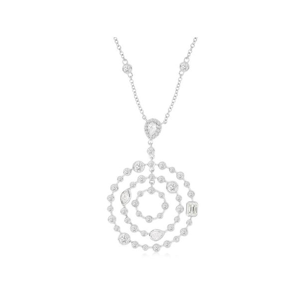 14K white gold natural diamond triple circle necklace Lake Saint Louis Jewelers Lake Saint Louis, MO