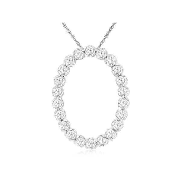 14K White Gold Natural Diamond Oval Pendant Necklace Lake Saint Louis Jewelers Lake Saint Louis, MO