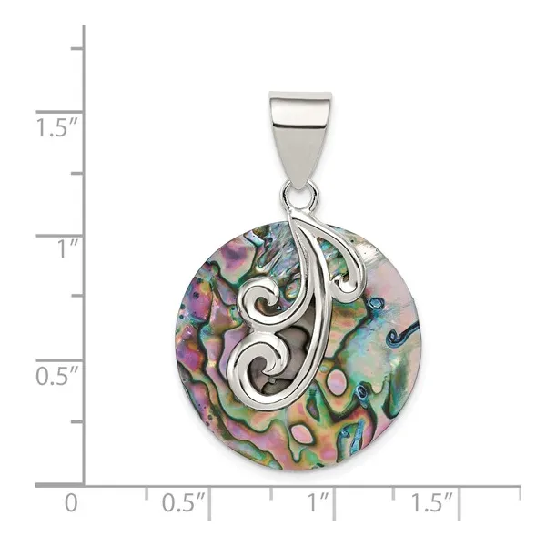 Sterling Silver Round Abalone Pendant. Image 3 Lake Saint Louis Jewelers Lake Saint Louis, MO