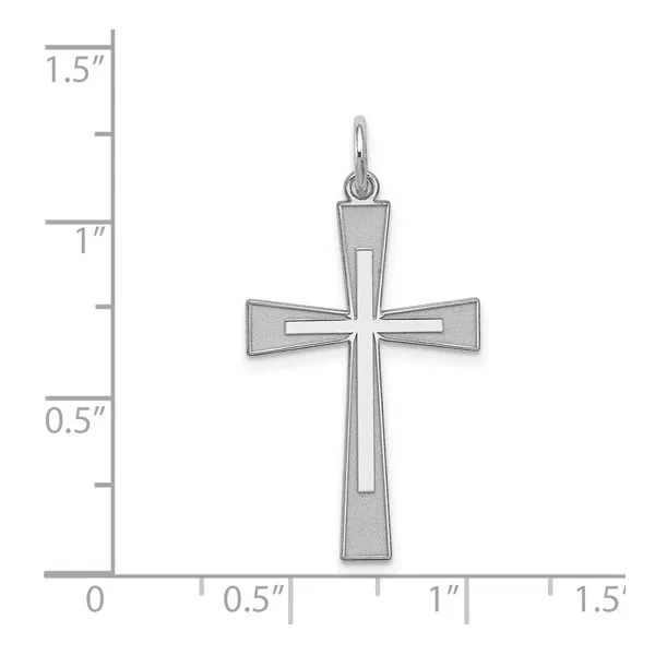 Sterling Silver Rhodium-plated Laser Designed Cross Pendant Image 3 Lake Saint Louis Jewelers Lake Saint Louis, MO