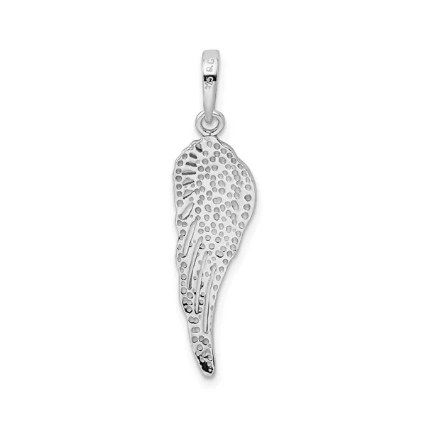 Sterling Silver Rhodium-plated Polished/Textured Angel Wing Pendant Image 3 Lake Saint Louis Jewelers Lake Saint Louis, MO