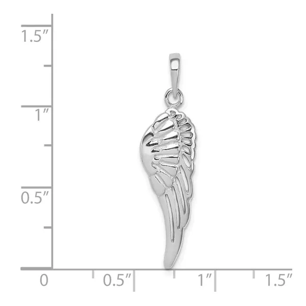 Sterling Silver Rhodium-plated Polished/Textured Angel Wing Pendant Image 4 Lake Saint Louis Jewelers Lake Saint Louis, MO