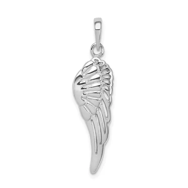 Sterling Silver Rhodium-plated Polished/Textured Angel Wing Pendant Lake Saint Louis Jewelers Lake Saint Louis, MO