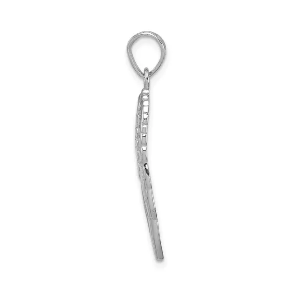 Sterling Silver Rhodium-plated Polished/Textured Angel Wing Pendant Image 2 Lake Saint Louis Jewelers Lake Saint Louis, MO