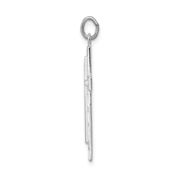 Sterling Silver Rhodium-plated Diamond-Cut Cross Pendant Image 2 Lake Saint Louis Jewelers Lake Saint Louis, MO