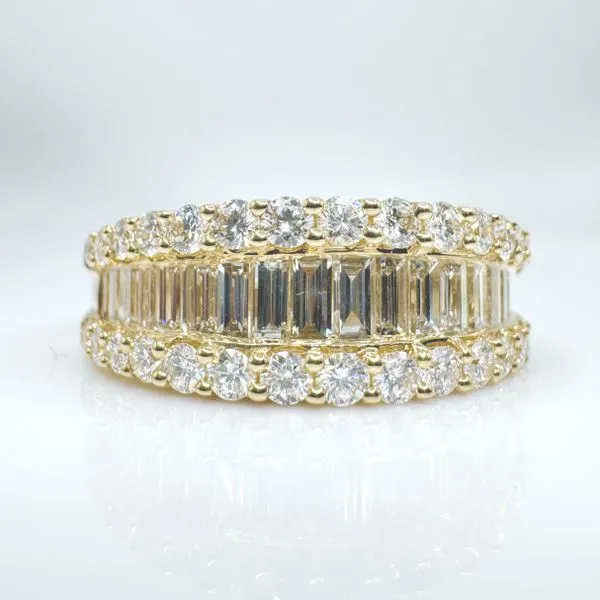 14k yellow gold natural diamond baguette and round band. Lake Saint Louis Jewelers Lake Saint Louis, MO