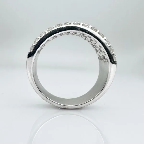 14K white gold two row natural baguette and round diamond band Image 3 Lake Saint Louis Jewelers Lake Saint Louis, MO