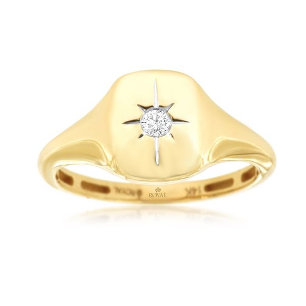 14k yellow gold natural diamond signet ring. Lake Saint Louis Jewelers Lake Saint Louis, MO