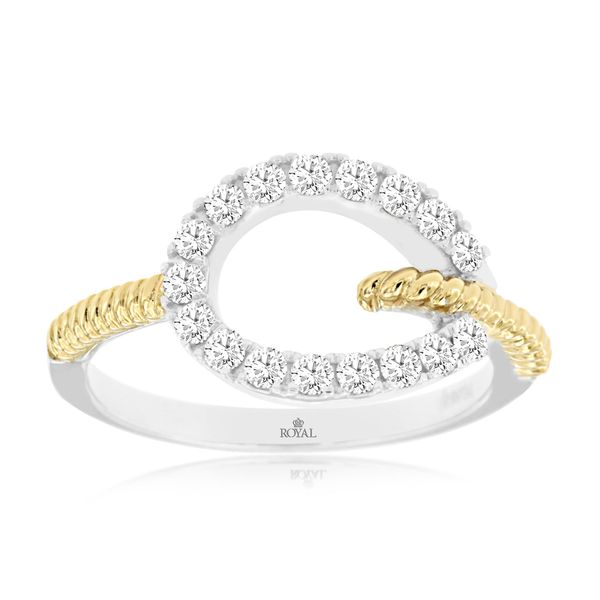 14K white and yellow gold natural diamond rope fashion ring Lake Saint Louis Jewelers Lake Saint Louis, MO